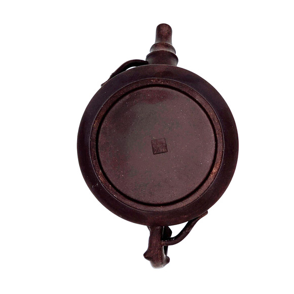 Yixing Teapot Chinese Unglazed w Bamboo Motif Handmade Zisha Clay Signed - Picture 7 of 11